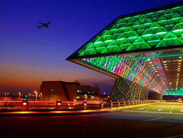 illuminated airport
